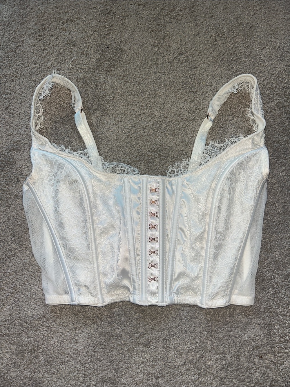 Victoria's Secret White Lace Longline Bustier